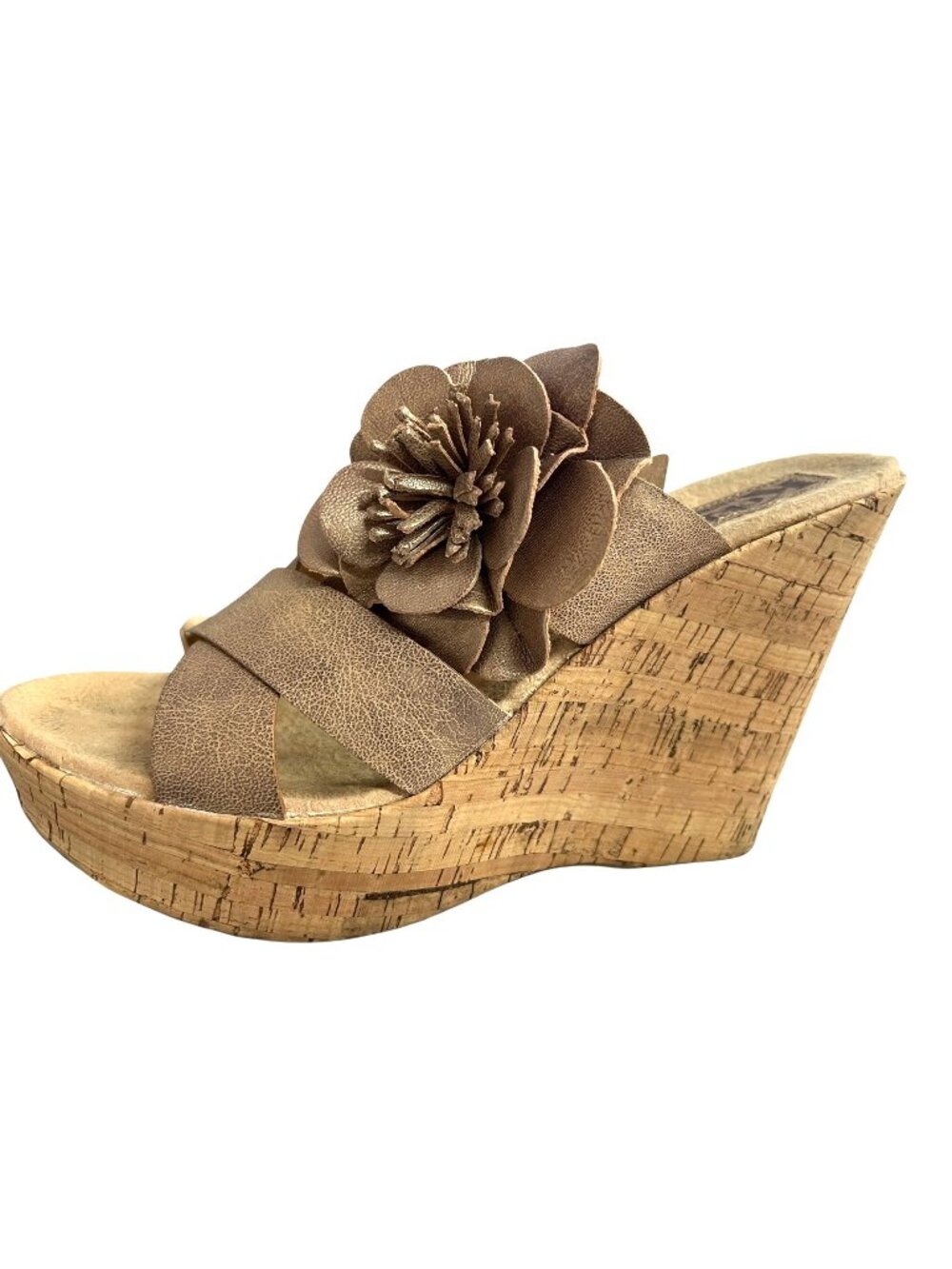 Korks by Kork-Ease Women's Leather Flower Wedge Sandals Size 10